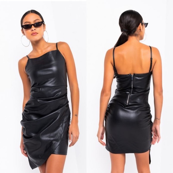 AKIRA Dresses & Skirts - Strappy Faux Leather Mini Dress